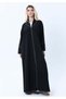Professional Black Abaya with White Contrast Stitching, Slit Sleeves and Matching Headscarf