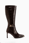 Lovis Brown Crocodile Patterned Buckle Detailed Heeled Women's Boots