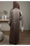 Front Open Double Shade Brown Silk Abaya - 5