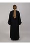 Black Korean Nida V-Neck Nida Embroidered Open Abaya - 4