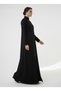 Geometric Panelled Design Black Abaya with Plain Chiffon Headscarf - 6