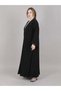 V-Neck Black Nida Laser Cut Open Abaya - 2