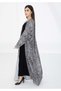 Marble-Printed Grey Pleated Abaya in Soft Fabric with Matching Headscarf - 2