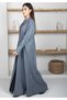 Grey Suede Lapel Collar Abaya – Soft, Elegant, and Perfect for Winter - 2