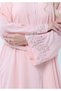 Pink Abaya with Ornate Silver Sequined Sleeve Embellishments - 4