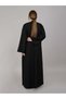 Black Korean Nida Abaya With Embellished Embroidery - 4