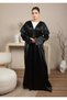 Front Open Black Jacquard Abaya