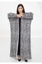 Marble-Printed Grey Pleated Abaya in Soft Fabric with Matching Headscarf - 3