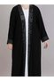 Black Nida Embellished Open Abaya - 3