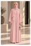 Pink Nida Abaya with Layered Front & Signature Pleated Details