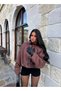 Brown Balloon Sleeve Suede Jacket - 4