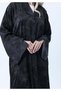 Black Premium Soft Fabric Abaya with Self-Design & Headscarf - 5