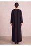Black & Beige Korean Nida Abaya with Intricate Handwork Details - 3
