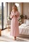 New Season Pink Quilted Shawl Collar Full Length 100% Cotton Winter Long Dressing Gown - 6