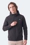 Crest I Men's Stand Collar Zippered Black Coat & Jacket - 5