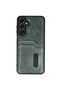 Samsung Galaxy A16 5g Compatible Case Sara Leather Case with Business Card Holder - Dark Green - 8