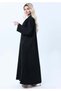 Black Denim Abaya with Pockets & Sheila - Tailored Collar Design - 3