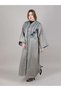 Grey Flower Abaya with Sheila - 2