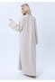 Beige Mélange Hand Embroidered Abaya with Matching Headscarf - 5