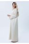 Melange Open Front Abaya with Slit Sleeves and Matching Headscarf - 2