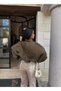 Khaki Balloon Sleeve Suede Jacket - 3