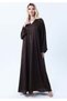 Brown Silk Floral Abaya with Rhinestones and Matching Sheila