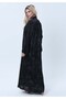 Black Premium Soft Fabric Abaya with Self-Design & Headscarf - 6