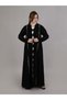 Black Nida Open Abaya with Lace