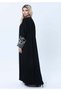 Black Abaya with Ornate Silver Sequined Sleeve Embellishments - 5