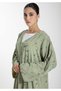 Minimalist Printed Chiffon Green Abaya with Matching Headscarf - 3