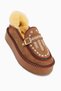 Lexi Taba Suede Embroidered Buckled Fur-Trimmed Women's Shoes