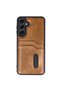 Samsung Galaxy A16 5g Compatible Case Sara Leather Case with Business Card Holder - Tan - 8