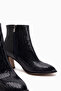 Teresa Navy Blue Patterned Heeled Women's Boots - 4