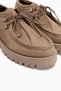 Trudy Mink Suede Lace-Up Thick Sole Women's Loafer - 4