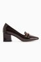 Marjan Brown Patent Leather Buckle Women's Heeled Shoes - 2