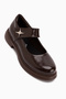 Rozalin Brown Strappy Thick Sole Women's Mary Jane Ballerinas