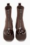 Narisa Brown Patent Leather Women's Stretch Boots with Front Zipper - 6