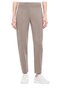 Women's Slim Fit Beige Sweatpants with Artificial Stone Pattern on the Sides and Pleated Jersey Fabric