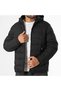 Men's Regular Fit Reversible Hooded Printed Zippered Inflatable Black Coat