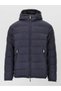 Men's Regular Fit Reversible Hooded Printed Zippered Puffer Navy Blue Coat - 3
