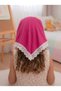 Girl's 100% Viscose Lace Triangle Bonnet (2-9 Years) - Flexible, Sweat-Resistant Children's Bonnet for School, Quran Course, and Play - Fuchsia - 3