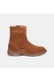 Women's Tan Stitched Detailed Zippered Suede Boots - 2