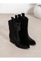 Bruen Black Stone Detailed Heeled Women's Boots - 2