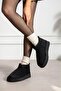 Mayge Black Suede Fur Lined Thick Sole Ankle Boots - 2