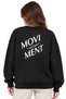 Women's Oversize Sweatshirt |   Cotton 3 Yarn Knitted Fabric with Raised Texture |   Crew Neck Low Shoulder Long Sleeve Casual Women's Top Clothing Model - 2