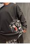 Black Tiger Large Size Long Sleeve and Sweatpants Set, Oversized, Loose Fit