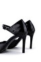 Women's Genuine Leather Black Patent Leather Heeled Shoes - 5