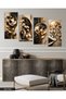 Gold and Black Detailed Tree and Flower 4-Piece Mdf Painting