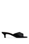 Women's Genuine Leather Black Heeled Slippers