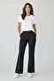 Women's Black High Waist Spanish Flare Pants with Pockets - 4
